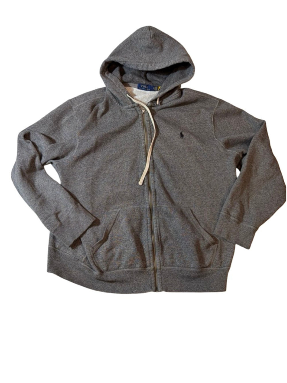 Polo Ralph Lauren Gray Full Zip Hoodie Pony Logo Fleece Sweatshirt XL